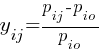 y_ij = {p_ij - p_io}/p_io
